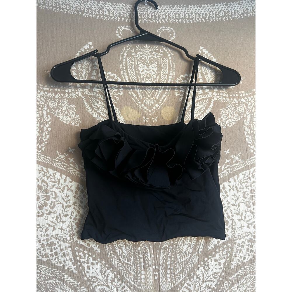 Maygel Coronel Black Cropped Tank Bikini Top
